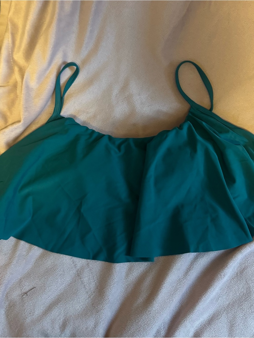 Teal Flowy Spaghetti Strap Crop Top